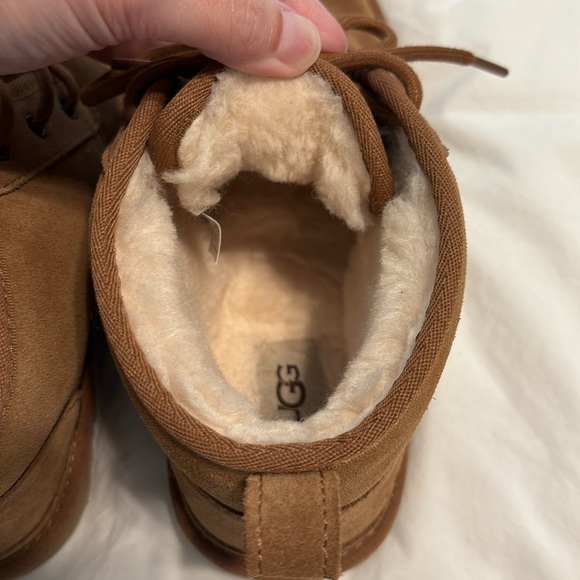UGG Chestnut Suede Shearling-Lined Lace-Up Ankle Booties - Picture 6 of 7